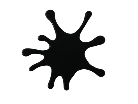 Black liquid splotch isolated on transparent background