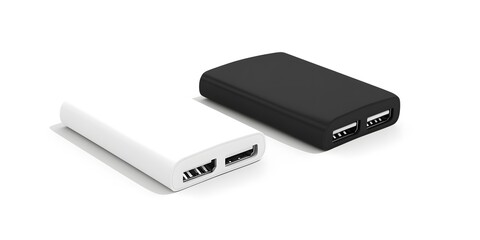 White and Black Dual USB Hubs or Card Readers on White Background