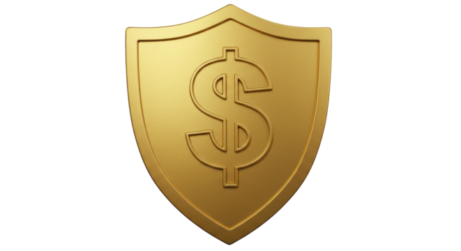 Isolated Golden Dollar Shield