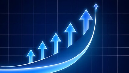 Growth up arrow sign business success graphic design on an abstract direction icon background for a web banner that represents a market trend