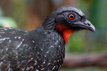 close up of a Dusky-legged guan - Penelope obscura 