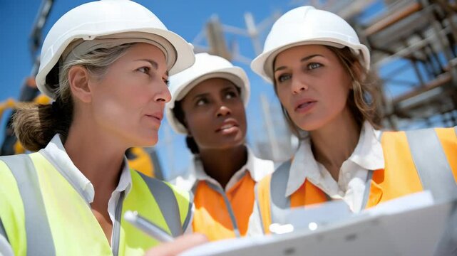 Professional Women Engineers Inspecting Construction Site for Safety