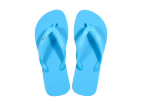Pair of blue flip flops isolated on transparent background