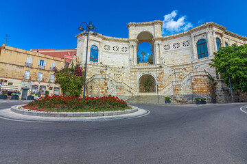 View of the Sant Remy bastion in Cagliari. Sardinia, Italy