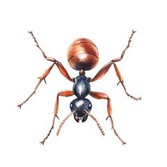 Ant Close Up, watercolor vector, isolated on a white background.