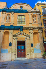 Facade of Santa Rosalia church in Cagliari. Sardinia, Italy