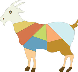 Obraz premium Colorful Goat Illustration – Decorative Farm Animal in Vibrant Artistic Style Isolated on White Background