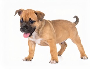 Obraz premium Cute puppy over white background