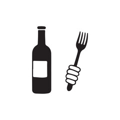 bottle of wine and hand silhouette