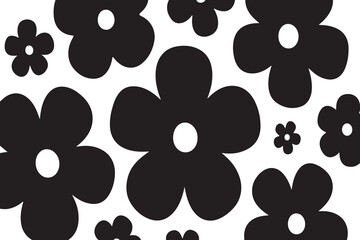 Modern floral with flowers print  seamless pattern with leaves silhouettes