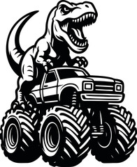 T-Rex Monster Truck Scalable SVG Vector Graphic with Editable Paths and Layers for Web, UI Design, Digital Art, and Print Applications © noor