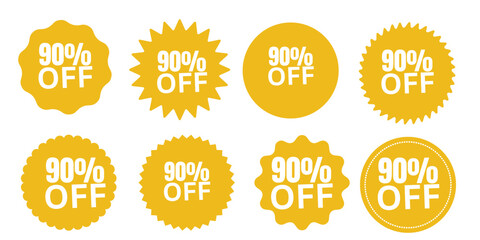 Big Sale 90% Off Discount Sticker Set – Price Tags, Promo Labels & Special Offer Badges
