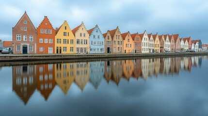 Obraz premium Colorful houses reflected in a canal
