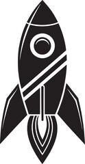 Simple Black Rocket Icon for Space Exploration or Technology