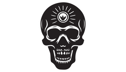 black color skull silhouette vector illustration, solid white background