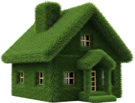 green grass house with transparent background construction structure ecology reducing climate change and global warming