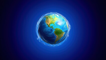 Earth wrapped in plastic symbolizing environmental pollution and climate crisis Recycle Awareness Week