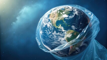 Earth wrapped in plastic: environmental pollution and global waste crisis awareness Recycle Awareness Week