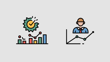 Business growth chart success data analysis report performance graph increase development strategy plan icon editable stock vector illustration