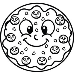 Smiling happy dog paw logo with a stone yin yang symbol illustration