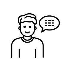Simple outline of man with communication symbol