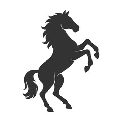 Rearing horse silhouette isolated on white
