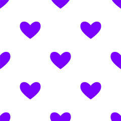 Purple hearts seamless pattern on white background
