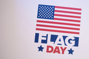 National Flag Day in United States. Holiday celebrated annual June 14 in USA. Patriotic style design with american flag. Poster, greeting card, banner and background. Illustration