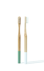 Eco-Friendly wooden Toothbrushes with Minimalist Design on White Background