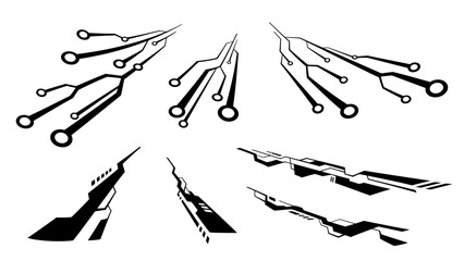 サイバーなイメージの遠くから伸びてくる線のイラスト素材