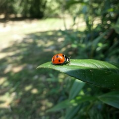 ladybug on green leaf