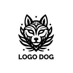 Mystical Dog Logo Design: A clean, modern logo features a striking canine head in a minimalist, illustrative style, perfect for branding, with a sleek design.