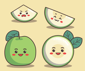 kawai cute apple. Funny fruits