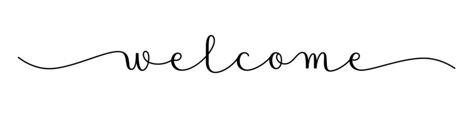 WELCOME black vector brush calligraphy banner on white background