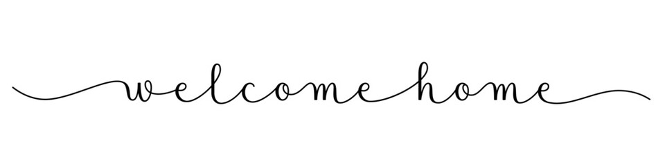 WELCOME HOME black vector brush calligraphy banner on white background