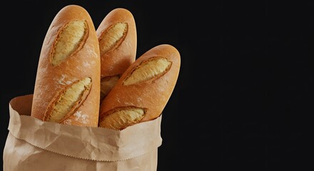 Artisan Breads Freshly Baked Baguettes in a Brown Paper Bag