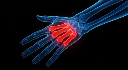 High-Resolution Medical Illustration Detailed Anatomy of the Human Hand and Wrist, Showing Carpal Bones and Potential Pain Points