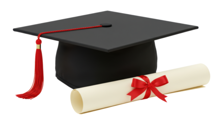 Isolated Graduation Cap and Diploma