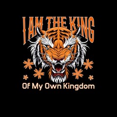 Fierce Tiger Head T-Shirt Design I Am the King Typography Art