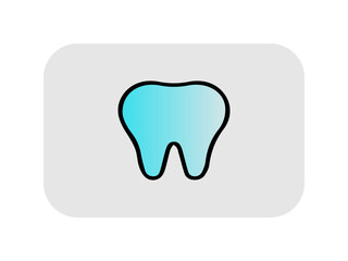 The image displays a vector illustration of a tooth icon centered on a light gray rounded rectangle background.