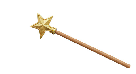 Isolated Gold Star Magic Wand