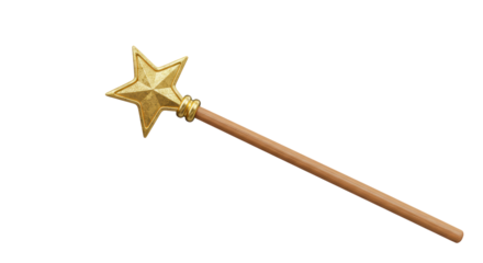 Isolated Gold Star Magic Wand