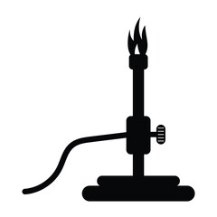 Bunsen burners icon vector design. Silhouette of  Bunsen burner vector with flame isolated on white background. Bunsen burner design for laboratory, app, logo, UI UX, web and more. Vector illustration