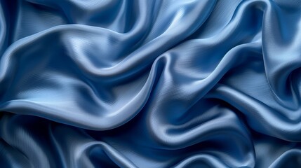 Fototapeta premium A visually captivating composition of smooth blue silk fabric, showcasing the elegance and richness of textures, perfect for fashion and textile industries.