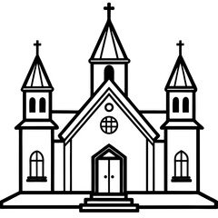 Church Building Line Drawing