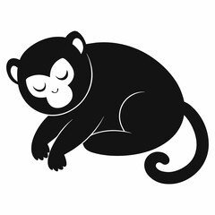 A silhouette image of a sleeping monkey