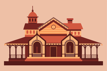 Old-Fashioned Wooden House Facade