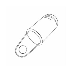 Detailed black and white vector illustration of a crimp ring terminal connector