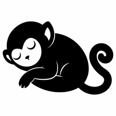 A silhouette image of a sleeping monkey