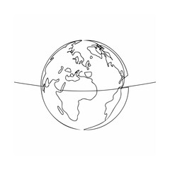 Simple continuous line drawing of planet earth depicting global connectivity and concept